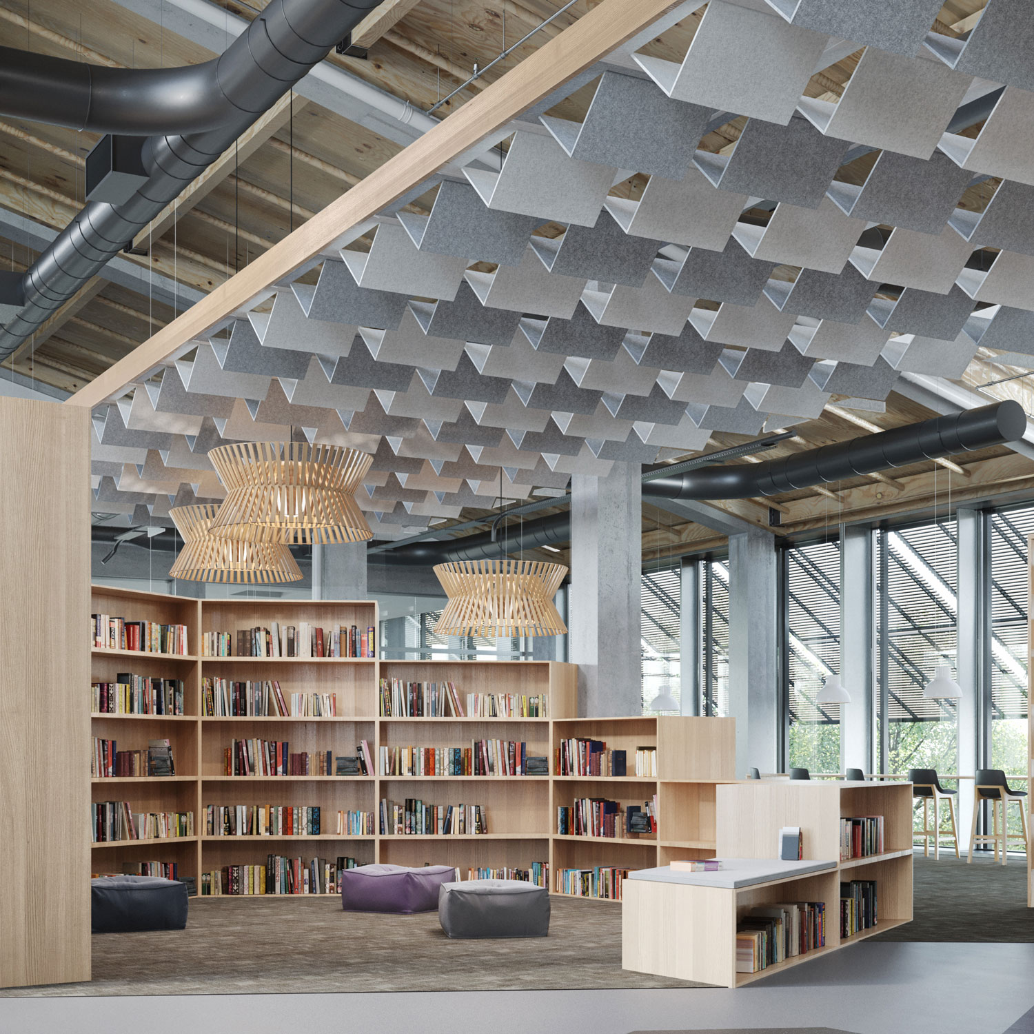 FACT Design Acoustic Tiles V Fold in Library Setting